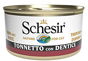 Schesir Cat Jelly Thunfisch mit Zahnbrasse, Katzenfutter nass in Gelee, 24 Dosen x 85 g
