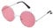 Ultra Silver with Dark Pink Lenses UV400 Round Sunglasses for Men & Women - Unisex Retro Large Round Glasses with Spring Comfort Fit Hinges - UVA UVB Protection Circle Sunglasses - Metal Framed