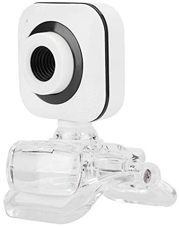 Dpofirs Webcam USB, fotocamera USB per computer Videocamera HD 480P Microfono incorporato Streaming live Videocamera per computer con video clip trasparente HD Webcam PC Bianco