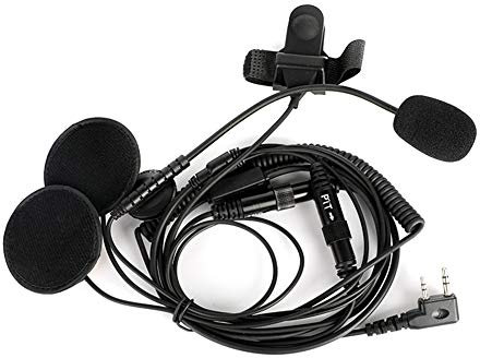 Asudaro Auricolare e auricolari per radio walkie-talkie, auricolare per casco da motociclista a 2 pin con PTT a dito compatibile con Icom, Yaesu, kenwood