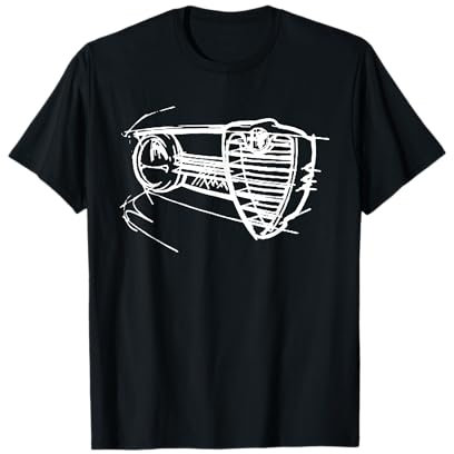 Alfa Car Drivers Stilvoller Oldtimer-Kühlergrill T-Shirt in Schwarz, Klein, Halbarm, Klassische Passform, Polo, Herren, Erwachsene, Auto & Motorrad