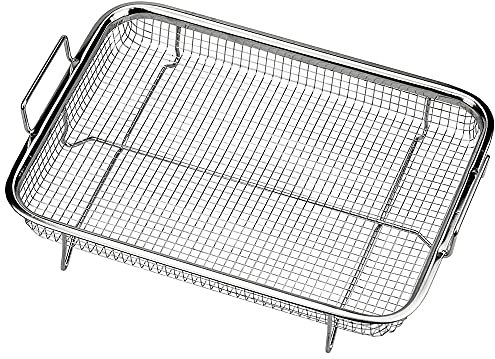 Crisper Basket,Stainless Steel Tray,Baking Pan Set Basket,Stainless Steel Crisper Basket,Crisping Basket,Mesh Crisping Grill Basket,Suitable For Family,Picnic,Barbecue,Crispy Fried Food