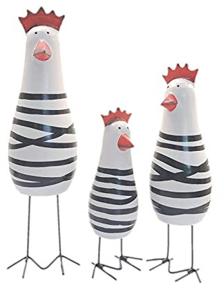 JZK 3 Piezas Adornos Pollo Madera, Juego 3 Figuras de Pollo, pequeño Adorno de alféizar Ventana de Cocina, Peculiar Escultura de decoración del hogar, Divertido Adorno de Escritorio de Oficina