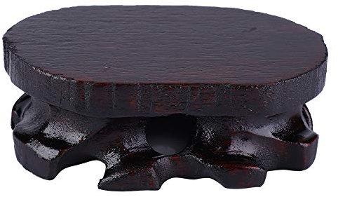 Solid Wood Display Stand Base,9*5.2*2.5 cm Blackwood Vintage Multifunctional Round Vase Base Ornament Wooden Bracket Small Bonsai Pedestal,Teapot Base Oriental Display Stand