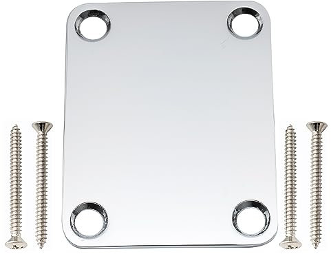 Musiclily Pro 4-Bolt Steel Neck Plate for Stratocaster Telecaster Electric Guitar or Bass, Chrome