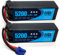 DXF 2 Packungen LIPO AKKU, 6S LIPO AKKU mit 22.2V, 5200mAh, 80C Abgabe, EC5 Stecker, für Drones, RC Flugzeuge, Lastwagen, Hubschrauber und mehr, LIPO 6S, 6S LIPO, Akku im Format 6S1P