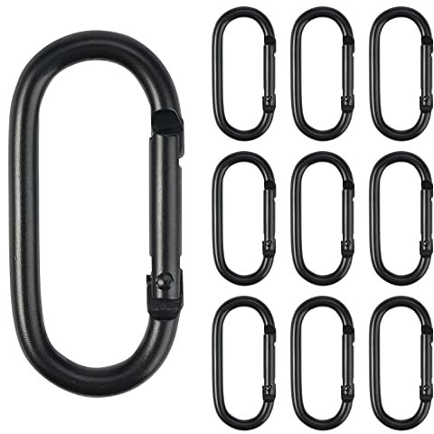 JINSION 10 Stück Karabiner Karabinerhaken, Mini Carabiner Schlüsselanhänger Kletterschnalle, Aluminium Legierung Karabiner Klein 50mm*20mm, mit Gefederter Verschluss für Reisen Angeln Camping Wandern