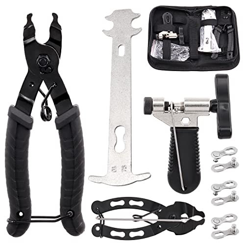 Swpeet 11Pcs Bike Chain Repair Tool Assortment Kit, Including Bike Chain Plier, Bicycle Chain Master Link Pliers, Wear Indicator Chain Checker, Chain Breaker Splitter Tool and Missing Link Connector