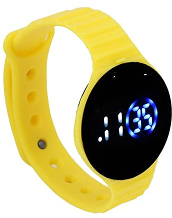 Kinder-Digitaluhr mit Großem Zifferblatt und LED-Display | Wasserdichte Sportuhr mit Silikon-Armband | Kratzfeste Elektronikuhr für Männer & Frauen | Gelb | Top-Qualität