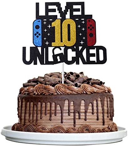 Personalized 10th Birthday Gaming Cake Topper - Happy Birthday Decoration for Boys' Game Party Supplies