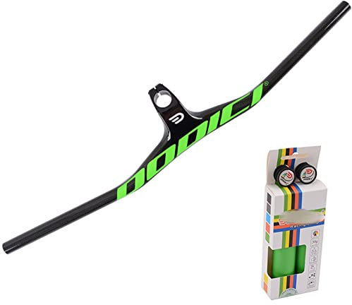 Carbon Lenker Rennrad Fahrrad Lenker Carbon MTB Lenker Flach Lenker Riser Bars Fahrradlenker für Mountainbike 28.6mm Rennrad Lenker Leichter Fahrradlenker,Green,100 * 800mm