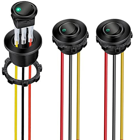Gebildet 3pcs Verde LED Interruptores Basculantes Encendido/Apagado con Carcasa Redonda 3pines 12DC-20A/24VDC-10A Interruptor Basculante para Automóvil, Camión