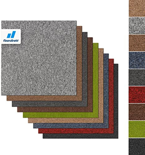 Floordirekt Moscow Carrelage de moquette - Auto-couchant - Revêtement de sol pour bureau, hôtel ou salon - Résistant et facile d'entretien (50 x 50 cm, rouge)
