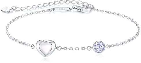 LOUISA SECRET Armband Damen Infinity Armband Silber 925 Damen Zirkonia Herz Armband Verstellbares Armband Valentinstag Geburtstag Jahrestag schmuck Geschenk für Frauen & Freundin zum & mama