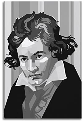 SHUPSY Ludwig Van Beethoven Black & White Poster Dekorative Malerei Leinwand Wandkunst Wohnzimmer Poster Schlafzimmer Malerei 12x18inch(30x45cm)