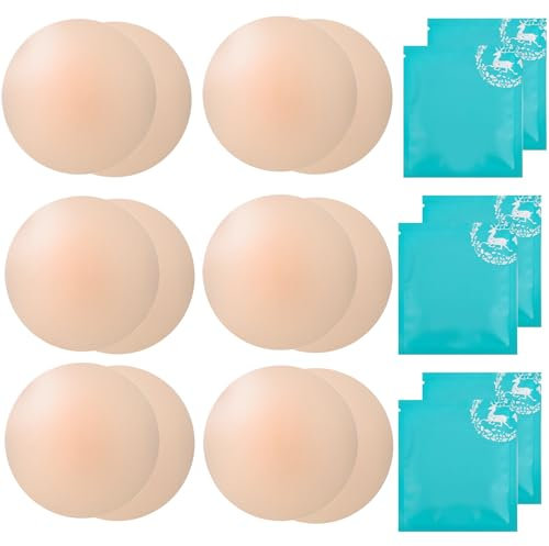 6 Paires Cache-Tétons,Cache Teton en Silicone,Cache Tétons Réutilisables,Cache Tétons Auto Adhésif Invisible,Cache Tétons Auto Adhésif,Couvre Seins Mamelons Invisibles Étanches.