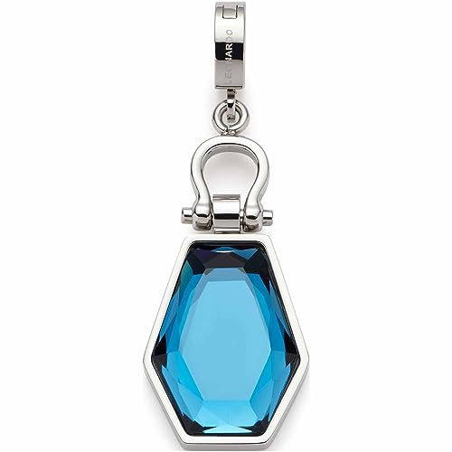 JEWELS BY LEONARDO Anhänger Clip & Mix Jane • Ketten-Anhänger aus silberfarbenem Edelstahl • hexagonförmiger blauer Glasstein • Clip M (4,8 mm Ø) • Schmuck Geschenk für Frauen • 023264