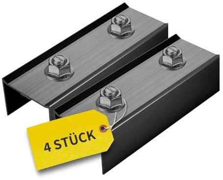 Avoltik Aluminium C-Profilverbinder 40x40mm für PV Schienen | Schienenverbinder für Photovoltaik Solarmodule | 4 Stück mit Schrauben | Schwarz