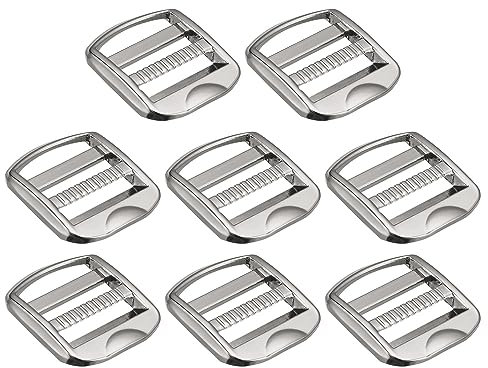 Uxcell Metal Ladder Buckle Slider Tri-Glider Metal Adjustable Buckles, 8pcs 25mm(1) Inner Width for Webbing Backpack Strap, Silver Gray