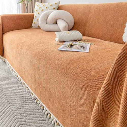 YWQJL Sofaüberwurf Decke Ecksofa L Form Samt rutschfest Wasserdicht XXL Decke Für Sofa Zum Abdecken Grau Decke Sofa Sofa Decke Überwurf Sofa Überwurfdecke Sofadecke,orange-180x230CM
