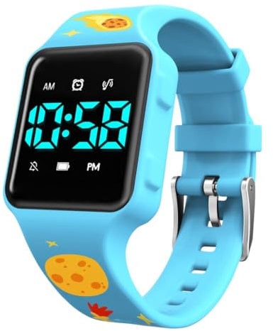 aswan watch Montre Digital Enfant Fille Garçon pour l'apprentissage de la Propreté,Boire de l'eau,Lavage des Mains avec 15 Alarmes, Compte à Rebours, Vibrante,Musique,Bracelet en Silicone