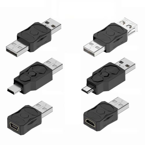 chenyang Lot de 6 adaptateurs USB 2.0 - Micro et mini USB vers USB 2.0 - Transfert de données haute vitesse - Puissance maximale 5 V 2 A