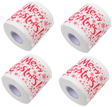 OATIPHO 4 Rollen Weihnachts Toilettenpapier mit Kreativen Weihnachtsmuster Weihnachtliches Papier Saugfähigkeit Einweg Passend für Weihnachtsdinner und Partys