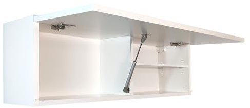 Milionmeblicom Badezimmerschrank Laura Hängeschrank Badezimmermöbel Klappbarer Badezimmer Wandschrank Teleskopöffnung - Mattweiß/Mattweiß, Maße 30 x 90 x 23 cm