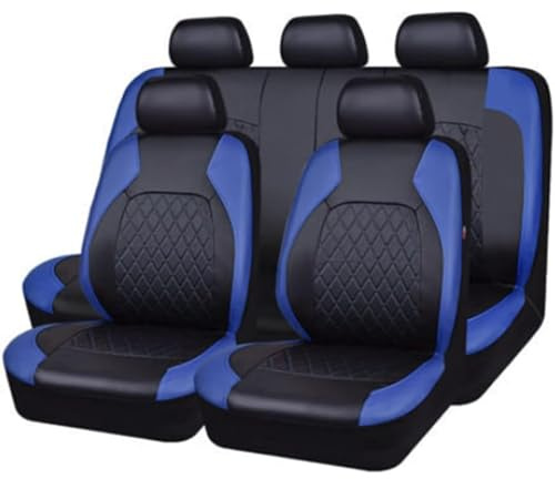 MAXZIZ Auto Sitzbezüge Sets für Skoda Karoq 2017-2022, Leder Universelles Autositzbezüge Allwetter Wasserdicht Schonbezüge Sitzkissen Protektoren Zubehör,Blue/A