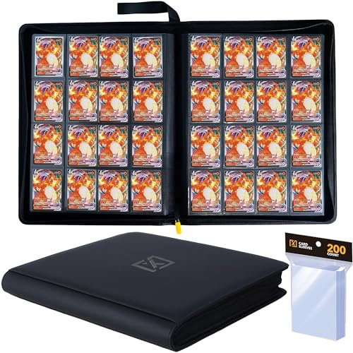 X PRO 1000+ Card Binder | 16 Pocket Card Binder | Comes with 200 Card Sleeves | Compatible with TCG, Sports, MTG & More - Ringless Trading Card Binder | Card Binder 1000 Pockets | TCG Binder