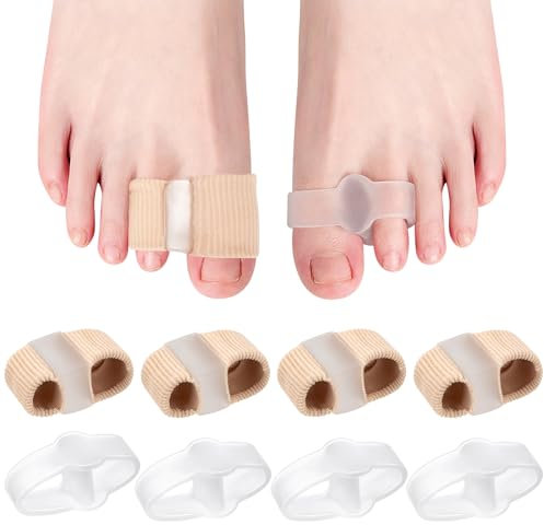8 Stück Zehenspreizer Hallux Valgus, Silikon Großzehenabstandshalter mit 2 Schlaufen, Überlappende Zehen Zehenspreizer, Toe Separator für Hallux Valgus Korrektur Frauen Männer