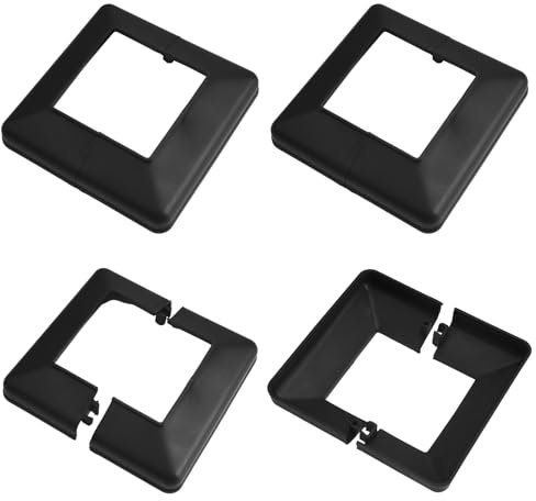 UFURMATE 4PCS Post Base Cover Plates, 80x80mm Plastic Post Skirt Cover, Black