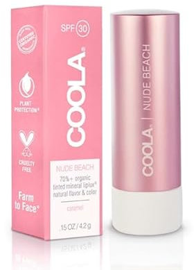 COOLA Mineral Liplux® Organic Tinted Lip Balm Sunscreen SPF 30 Nude Beach, 4.2g