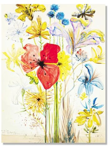 Salvador Dali Wandkunst, Sommerblumen-Poster, feiner Kunstdruck, Surrealismus, Gothic-Wandkunst, Ölgemälde, ästhetisches Poster, Gemälde, Blumenbilder, Wanddekoration für Wohnzimmer, Büro, ungerahmt