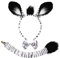 XEPST Tier Zebra Kostüm Set - Ohren Stirnband, Schwanz und Fliege für Tierkostüm Cosplay Geburtstagsparty Zubehör Halloween Partyzubehör, B