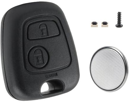 2 Button Car Key Fob Cover Replacement, Car Remote Control Key Cover Shell Compatible with Citroen C1 C2 C3 C4 C5 Xsara Picasso Berlingo Aygo Peugeot 107 207 307 407, Key Case No Blade with Battery