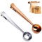 2PCS Coffee Scoop with Bag Clip, Stainless Steel Coffee Measuring Spoon Ground Coffee Sealer for cafetiere Ground Coffee and Beans(Silver+Rose Gold