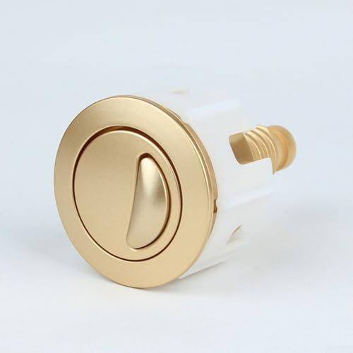 1 botón de descarga de inodoro, botón de descarga de tanque de inodoro dorado de 38-49 mm, botón de inodoro de doble pulsación, para inodoros empotrados