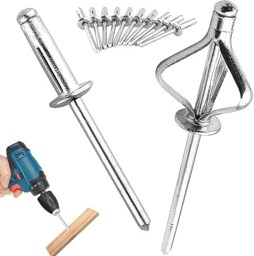 100 Stück Blindnieten, Blindnieten Set, Popnieten 4,8 mm x 16 mm, Aluminium Nieten Set, Spreiznieten für Metall Holz Kunststoff Dichtblindniete Bechernieten