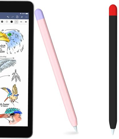 BEKKLPOU 2 custodie in silicone Duotone per Apple Pencil di seconda generazione, custodia in silicone ultra sottile, rosa femminile e nero misterioso