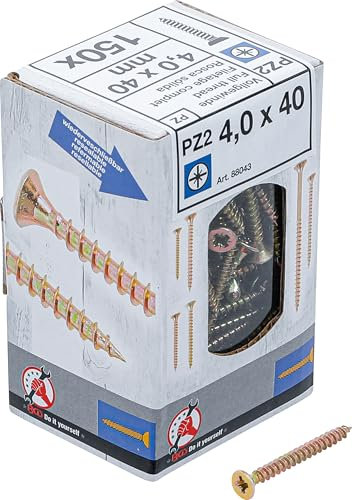 BGS Diy 88043 | Tornillos multiuso | cruz PZ2 | 4,0 x 40 mm | 150 piezas