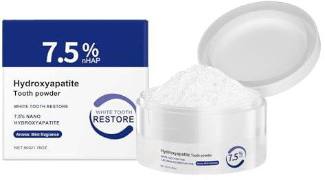 7.5% Hydroxyapatit Zahnpulver Für Zahnschmelzschutz, Zahnpasta Weisse Zähne, Zahnpasta Hydroxylapatit Für Empfindliche Zähne Und Aufhellung, Zahnstärkung, Sanfte Minze, Frischer Atem (1)