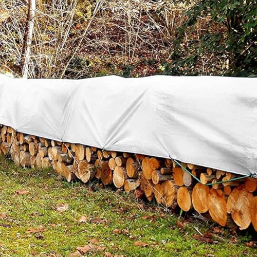 Abdeckplane Holz, 450g/m² wasserdichte Planen Witterungsbeständigkeit Garten Campingzelt mit Ösen Reißfestigkeit Flammhemmend für Heu, Holzstapel, Dach, Anhängerabdeckung(5x8m)