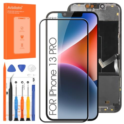 Écran LCD pour iPhone 13 Pro écran LCD, numériseur écran Tactile Assemblage A2638, A2483, A2636, A2639, A2640 avec Kits de réparation (Noir)