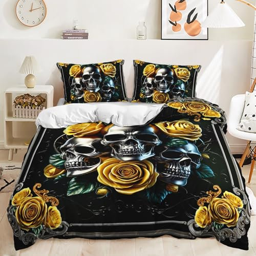 Housse De Couette 220X240 Rose d'or Douceur Parure De Lit en Microfibre,Housse De Couette Adulte avec Taie d'oreiller 50X75 Cm Imprimé Literie avec Fermeture Éclair