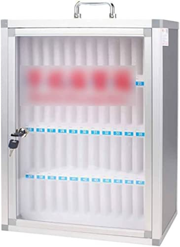 Generisch Telefonaufbewahrungsschrank aus Aluminium mit 60 Steckplätzen, wandmontierte Aufbewahrungsbox mit transparenter Tür und markierten Nummern