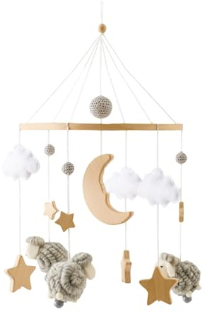 Beistellbett Mobile, Baby Deko, Wolken Deko, Babybett Zimmerdeko Hängespielzeug, Beruhigendes Interaktives Mobile Im Boho-Stil Für Babyspielzeit Im Babybett 0-3 Monate