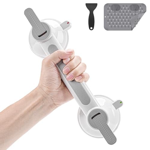 Maniglia Ventosa Doccia Anziani, Portata Massima 200KG, Maniglione Bagno Disabili, Senza Necessità Di Forare, Tappeto Antiscivolo Incluso - Per Doccia, Vasca e Scale WC