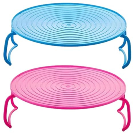 2 Pieces Microwave Plate Stacker, Microwave Oven Tray Holder Stacker, Round Microwaves Grill Rack Stand with Flexible Handles for Air Fryer
