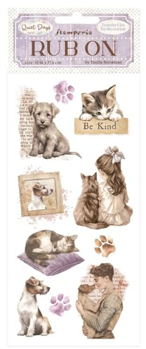 Stamperia - Rub-on for Scrapbooks, Albums, Cards, Bullet Journals and More, Easily Transfer Images onto Paper and Other Surfaces, Perfect for Crafts and Gifting (Quiet Days, Dogs and Cats)